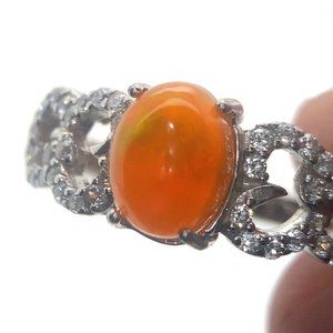 Orange Opal 1.61ct Platinum Finish Solid 925 Sterling Silver Ring